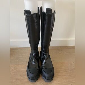 NWOT Ganni Black Tall Chelsea Boots 37